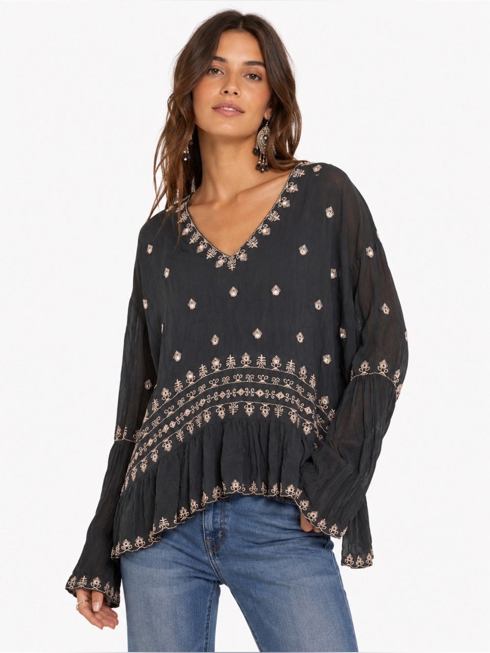 NWT Nekane Handmade Artisanal Embroidered Celestial Bohemian Tunic